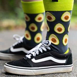 First Watch Brunch Footies Avocado Print Socks Green Novelty Food Theme NWT